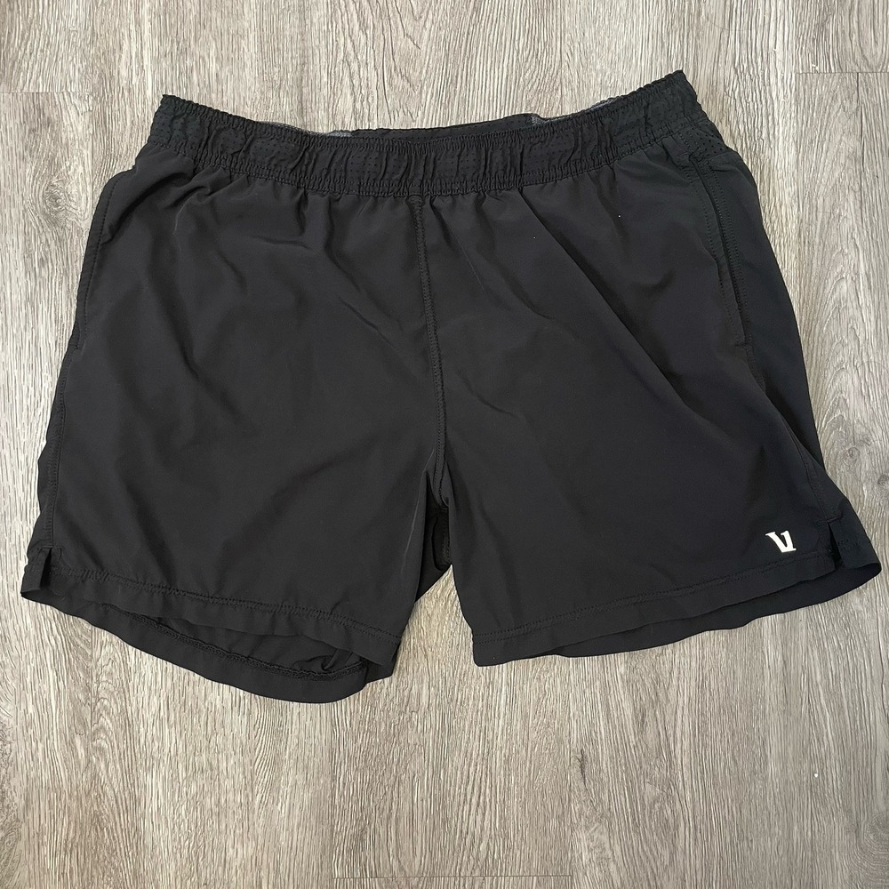 Vuori Shorts Men's X-Large Black Rush Yoga Lined 6" Inseam Gym Run Banks V358